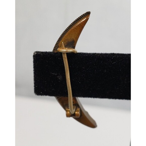 Antique Victorian Italy Micro Mosaic Cresent Moon Brass Frame Brooch Marked FAP - Picture 8 of 13